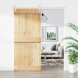 vidaXL Porta Scorrevole con Set Hardware 90x210 cm Legno Massello Pino