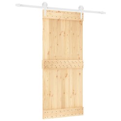 vidaXL Porta Scorrevole con Set Hardware 90x210 cm Legno Massello Pino