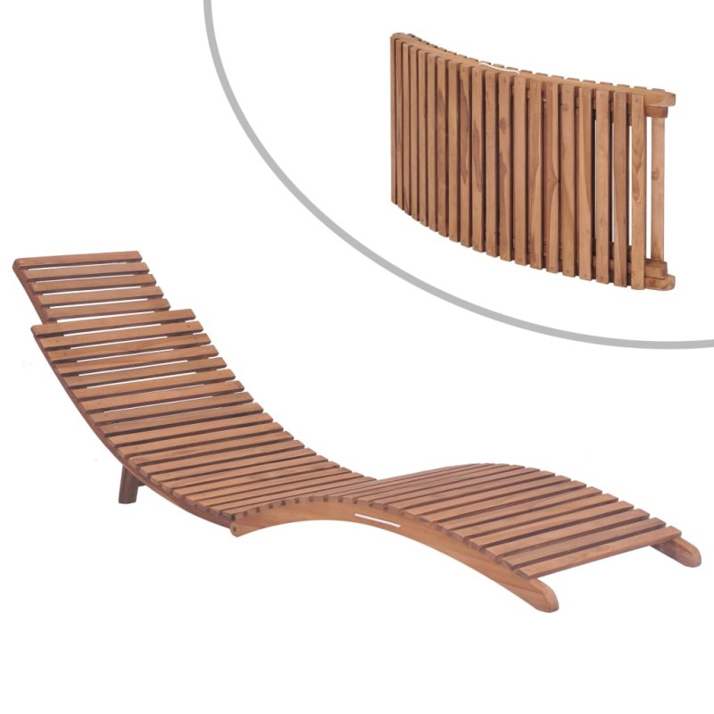 vidaXL Lettino Prendisole Pieghevole in Massello di Teak vidaXL Lettino Prendisole Pieghevole in Massello di Teak