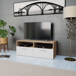 vidaXL Mobile Porta TV in Truciolato 95x35x36 cm Rovere e Bianco 