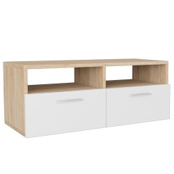 vidaXL Mobile Porta TV in Truciolato 95x35x36 cm Rovere e Bianco 