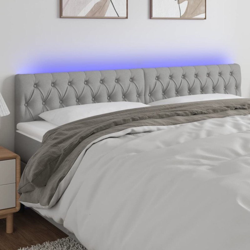 vidaXL Testiera a LED Grigio Chiaro 180x7x78/88 cm in Tessuto vidaXL Testiera a LED Grigio Chiaro 180x7x78/88 cm in Tessuto