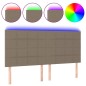 Testiera a LED Tortora 160x5x118/128 cm in Tessuto Testiera a LED Tortora 160x5x118/128 cm in Tessuto