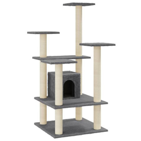 vidaXL Albero per Gatti con Tiragraffi in Sisal Grigio Scuro 110 cm