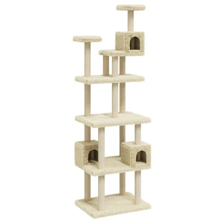 vidaXL Albero per Gatti con Tiragraffi in Sisal Crema 188 cm