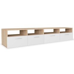 vidaXL Mobile Porta TV 2 pz in Truciolato 95x35x36 cm Rovere e Bianco