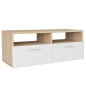 vidaXL Mobile Porta TV 2 pz in Truciolato 95x35x36 cm Rovere e Bianco vidaXL Mobile Porta TV 2 pz in Truciolato 95x35x36 cm Rovere e Bianco