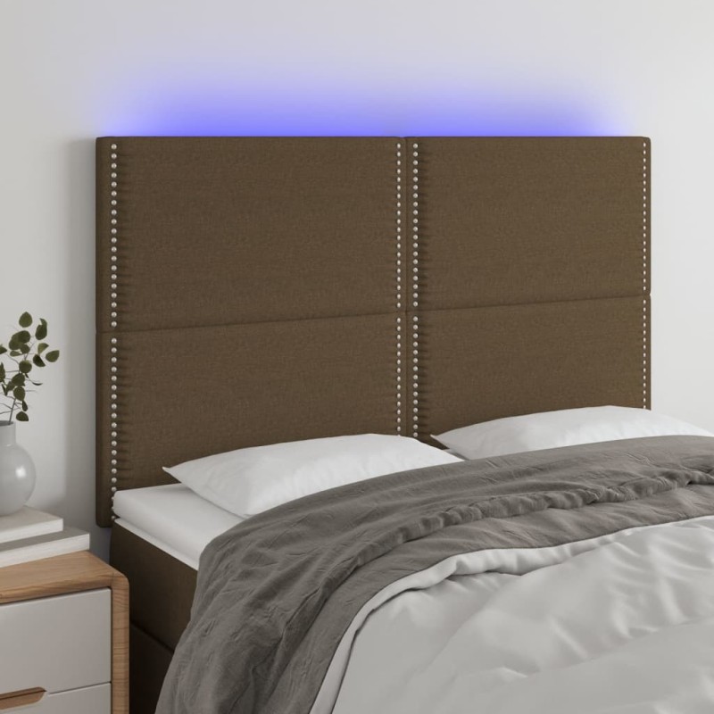 Testiera a LED Marrone Scuro 144x5x118/128 cm in Tessuto Testiera a LED Marrone Scuro 144x5x118/128 cm in Tessuto