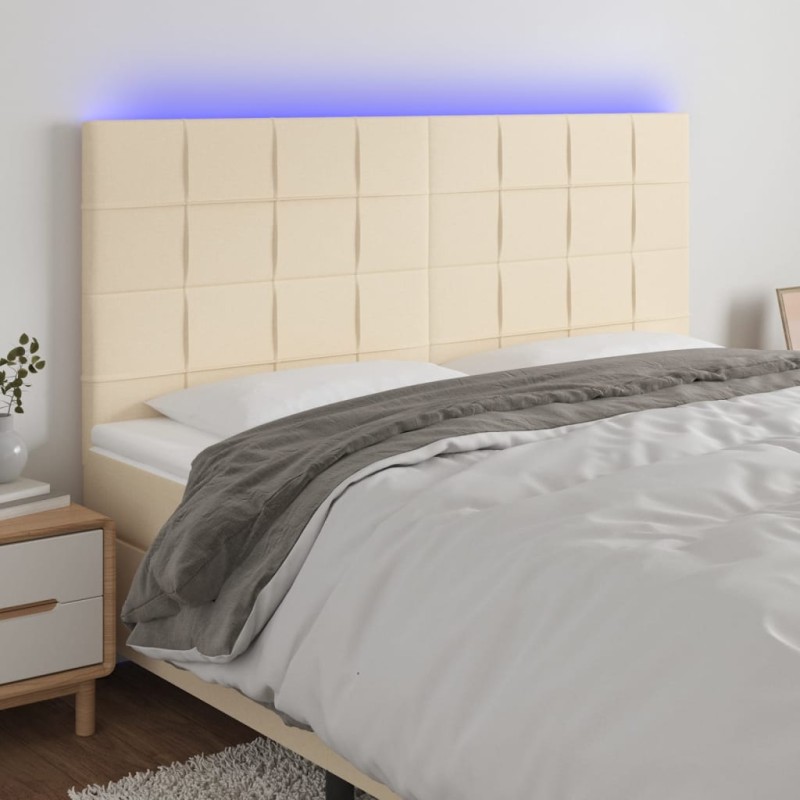 Testiera a LED Crema 180x5x118/128 cm in Tessuto Testiera a LED Crema 180x5x118/128 cm in Tessuto