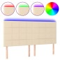 Testiera a LED Crema 180x5x118/128 cm in Tessuto Testiera a LED Crema 180x5x118/128 cm in Tessuto