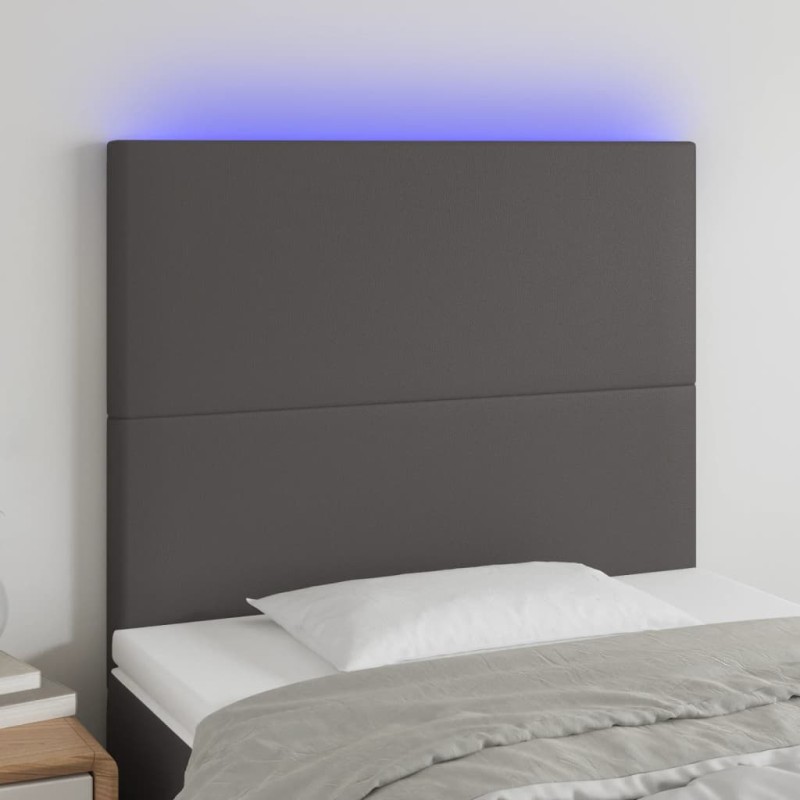 Testiera a LED Grigio 80x5x118/128 cm in Similpelle Testiera a LED Grigio 80x5x118/128 cm in Similpelle