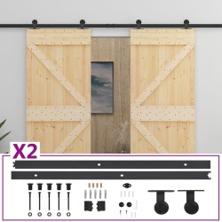 vidaXL Porta Scorrevole con Set Hardware 90x210 cm in Legno di Pino