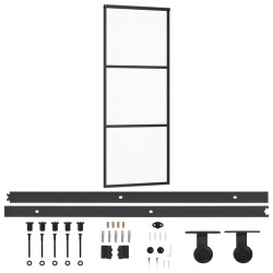vidaXL Porta Scorrevole con Kit Montaggio Vetro ESG Alluminio 76x205cm