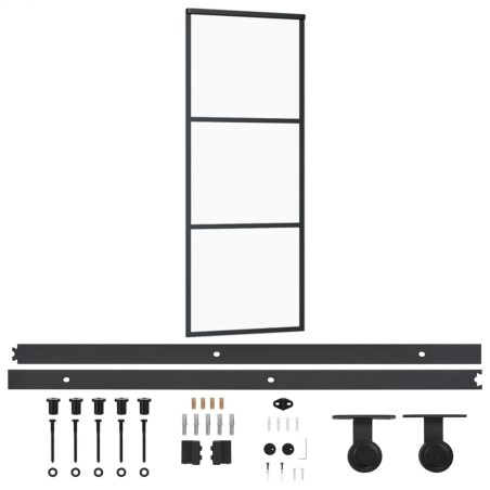 vidaXL Porta Scorrevole con Kit Montaggio Vetro ESG Alluminio 76x205cm