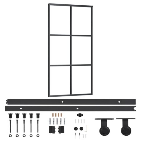 vidaXL Porta Scorrevole e Kit Montaggio Vetro ESG Alluminio 102x205cm