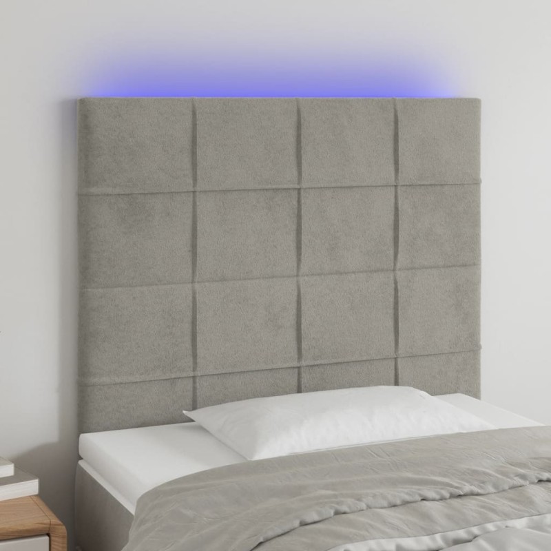 vidaXL Testiera a LED Grigio Chiaro 100x5x118/128 cm in Velluto vidaXL Testiera a LED Grigio Chiaro 100x5x118/128 cm in Velluto