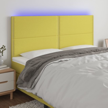 Testiera a LED Verde 160x5x118/128 cm in Tessuto