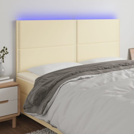 Testiera a LED Crema 200x5x118/128 cm in Similpelle