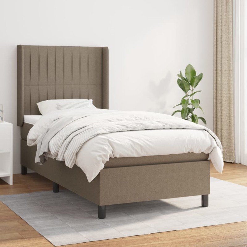 vidaXL Giroletto a Molle con Materasso Tortora 90x200 cm inTessuto