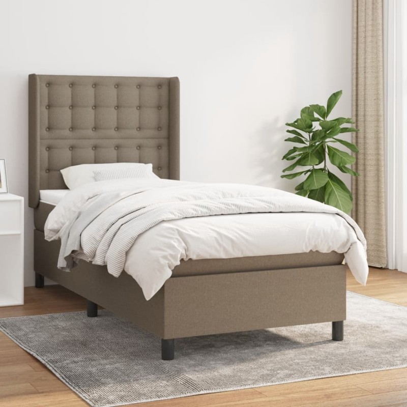 vidaXL Giroletto a Molle con Materasso Tortora 90x200 cm inTessuto