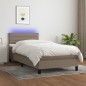 vidaXL Letto a Molle con Materasso e LED Tortora 90x200 cm in Tessuto vidaXL Letto a Molle con Materasso e LED Tortora 90x200 cm in Tessuto