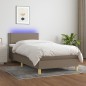 vidaXL Letto a Molle con Materasso e LED Tortora 90x200 cm in Tessuto vidaXL Letto a Molle con Materasso e LED Tortora 90x200 cm in Tessuto