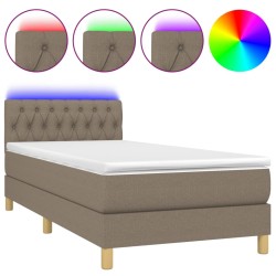 vidaXL Letto a Molle con Materasso e LED Tortora 90x200 cm in Tessuto 