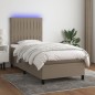 vidaXL Letto a Molle con Materasso e LED Tortora 90x200 cm in Tessuto vidaXL Letto a Molle con Materasso e LED Tortora 90x200 cm in Tessuto