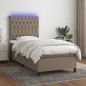 vidaXL Letto a Molle con Materasso e LED Tortora 90x200 cm in Tessuto