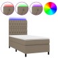vidaXL Letto a Molle con Materasso e LED Tortora 90x200 cm in Tessuto