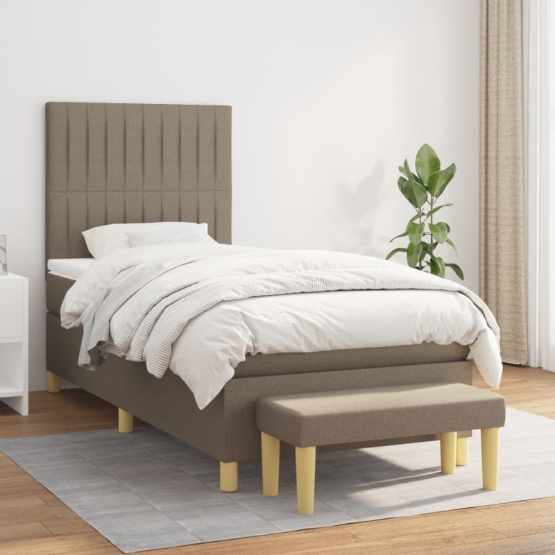 vidaXL Giroletto a Molle con Materasso Tortora 90x200 cm inTessuto