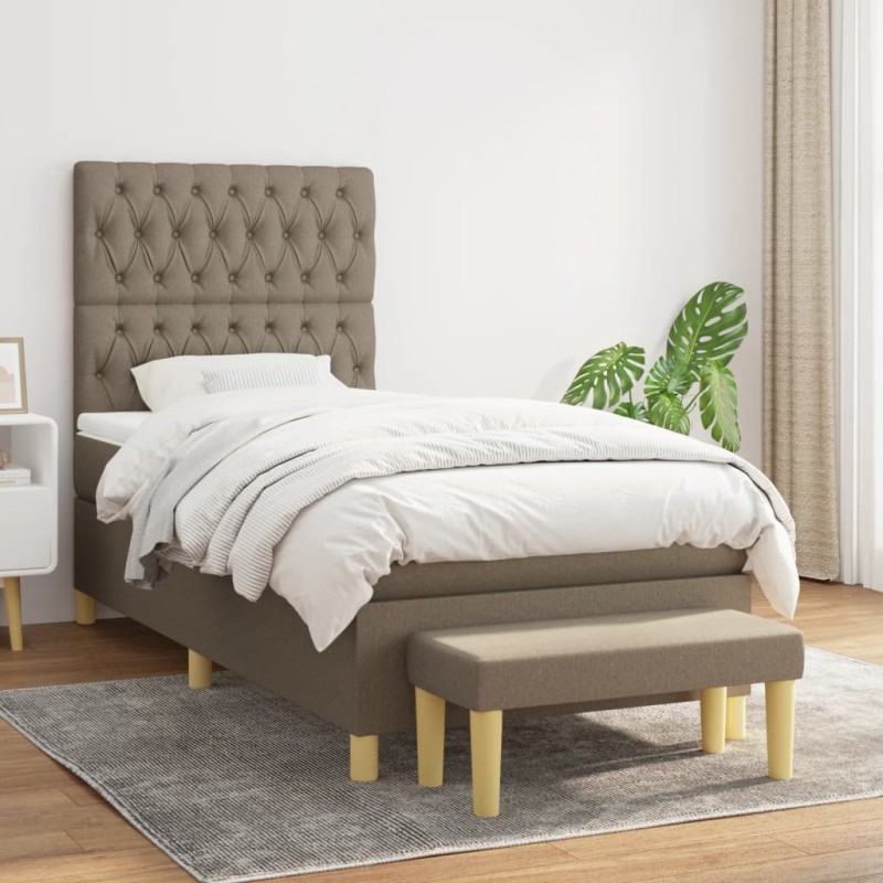 vidaXL Giroletto a Molle con Materasso Tortora 90x200 cm inTessuto