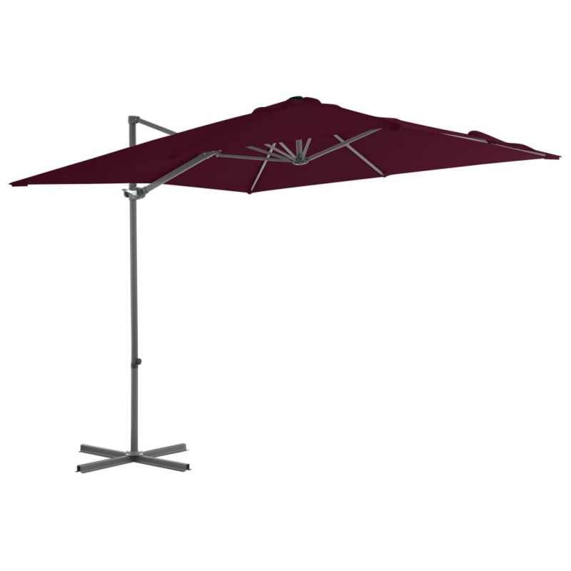 Ombrellone a Sbalzo con Palo in Acciaio 250x250 cm Rosso Bordò Ombrellone a Sbalzo con Palo in Acciaio 250x250 cm Rosso Bordò