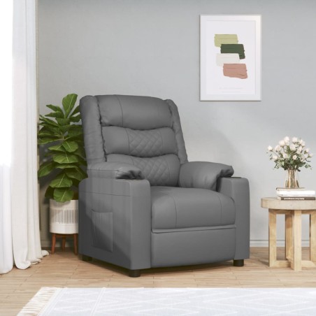 vidaXL Poltrona Massaggiante Elettrica Grigio Similpelle