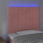 Testiera a LED Rosa 100x5x118/128 cm in Velluto Testiera a LED Rosa 100x5x118/128 cm in Velluto