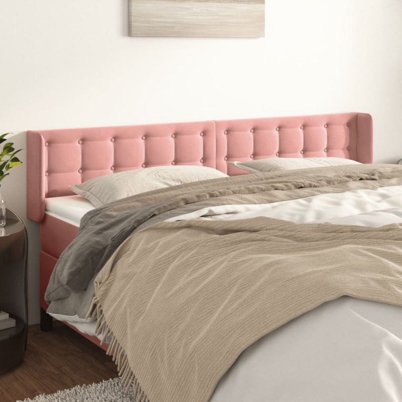 Testiera ad Orecchio Rosa 203x16x78/88 cm in Velluto Testiera ad Orecchio Rosa 203x16x78/88 cm in Velluto