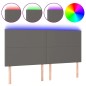 Testiera a LED Grigio 180x5x118/128cm in Similpelle Testiera a LED Grigio 180x5x118/128cm in Similpelle