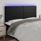 Testiera a LED Nera 180x5x118/128 cm in Similpelle Testiera a LED Nera 180x5x118/128 cm in Similpelle