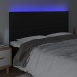 Testiera a LED Nera 180x5x118/128 cm in Similpelle Testiera a LED Nera 180x5x118/128 cm in Similpelle