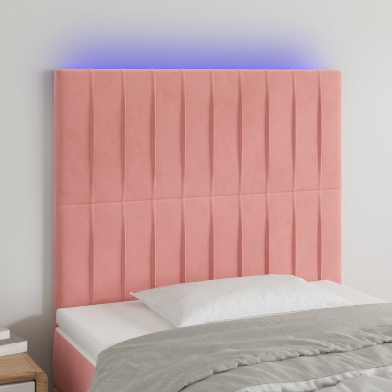 vidaXL Testiera a LED Rosa 90x5x118/128 cm in Velluto vidaXL Testiera a LED Rosa 90x5x118/128 cm in Velluto