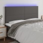 Testiera a LED Grigio 200x5x118/128cm in Similpelle Testiera a LED Grigio 200x5x118/128cm in Similpelle