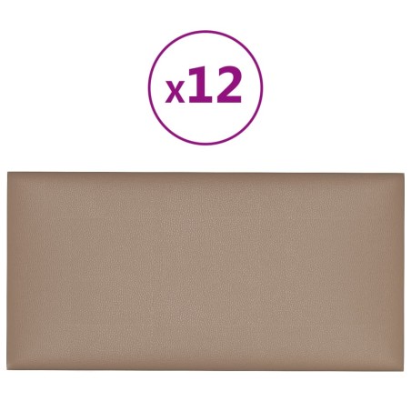 Pannelli Murali 12 pz Cappuccino 30x15 cm in Similpelle 0,54 m²