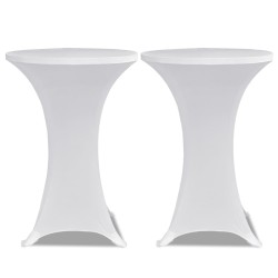 Copritavolo ?80 cm Bianco Tessuto elasticizzato 2 pezzi
