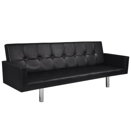 vidaXL Divano Letto con Braccioli Nero in Pelle Artificiale 