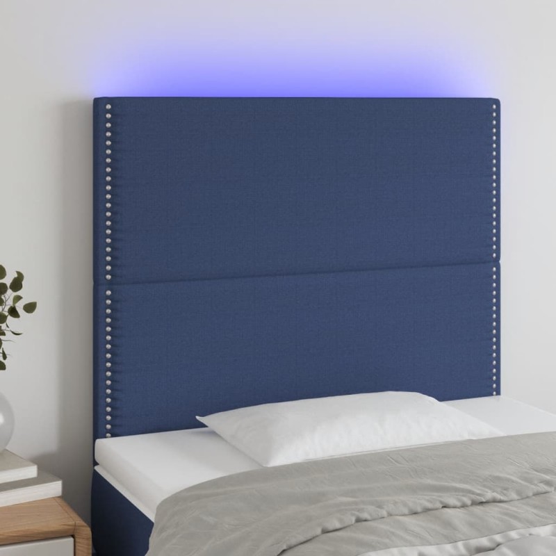 Testiera a LED Blu 100x5x118/128 cm in Tessuto Testiera a LED Blu 100x5x118/128 cm in Tessuto