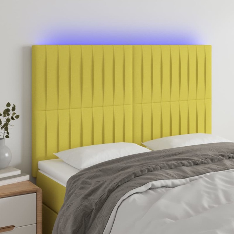 Testiera a LED Verde 144x5x118/128 cm in Tessuto Testiera a LED Verde 144x5x118/128 cm in Tessuto