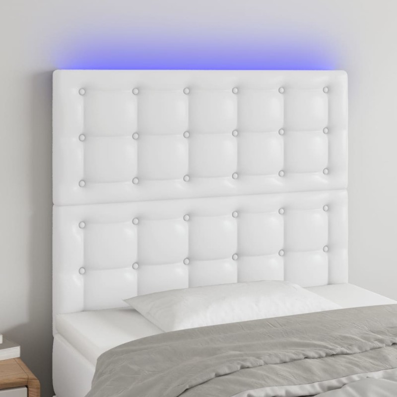 vidaXL Testiera a LED Bianco 100x5x118/128 cm in Similpelle vidaXL Testiera a LED Bianco 100x5x118/128 cm in Similpelle