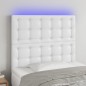 vidaXL Testiera a LED Bianco 100x5x118/128 cm in Similpelle vidaXL Testiera a LED Bianco 100x5x118/128 cm in Similpelle