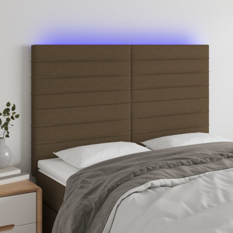 Testiera a LED Marrone Scuro 144x5x118/128 cm in Tessuto Testiera a LED Marrone Scuro 144x5x118/128 cm in Tessuto