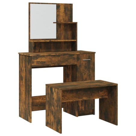 vidaXL Set Tavolo da Toeletta Rovere Fumo 86,5x35x136 cm